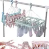Folding Clothes Hanger Towels Socks Bras Underwear Drying Rack With 32 Clips Plastic Space Saving Closet Organizer Hanger Rack ► Photo 2/6