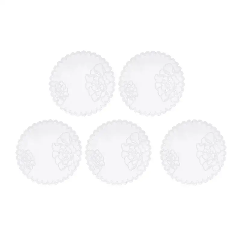 

5pcs 15cm Round Silicone Coasters 5Heat-Insulation Non-Slip Peony Shape Design Cup Mat Coasters For Home Restautant Kitchen