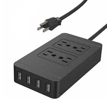

1.8M US PLUG Power Strip Surge Protector Wall Charger Socket 4 AC US Outlet 4 USB Smart Charging Ports 5V 2.4A Extension Socket