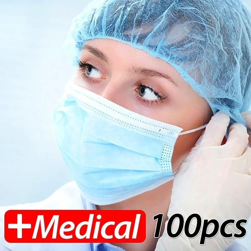 

100Pcs/Pack Medical Surgical Anti-dust PM2.5 N95 Nonwoven Disposable Elastic Mouth Soft Breathable Face Mask