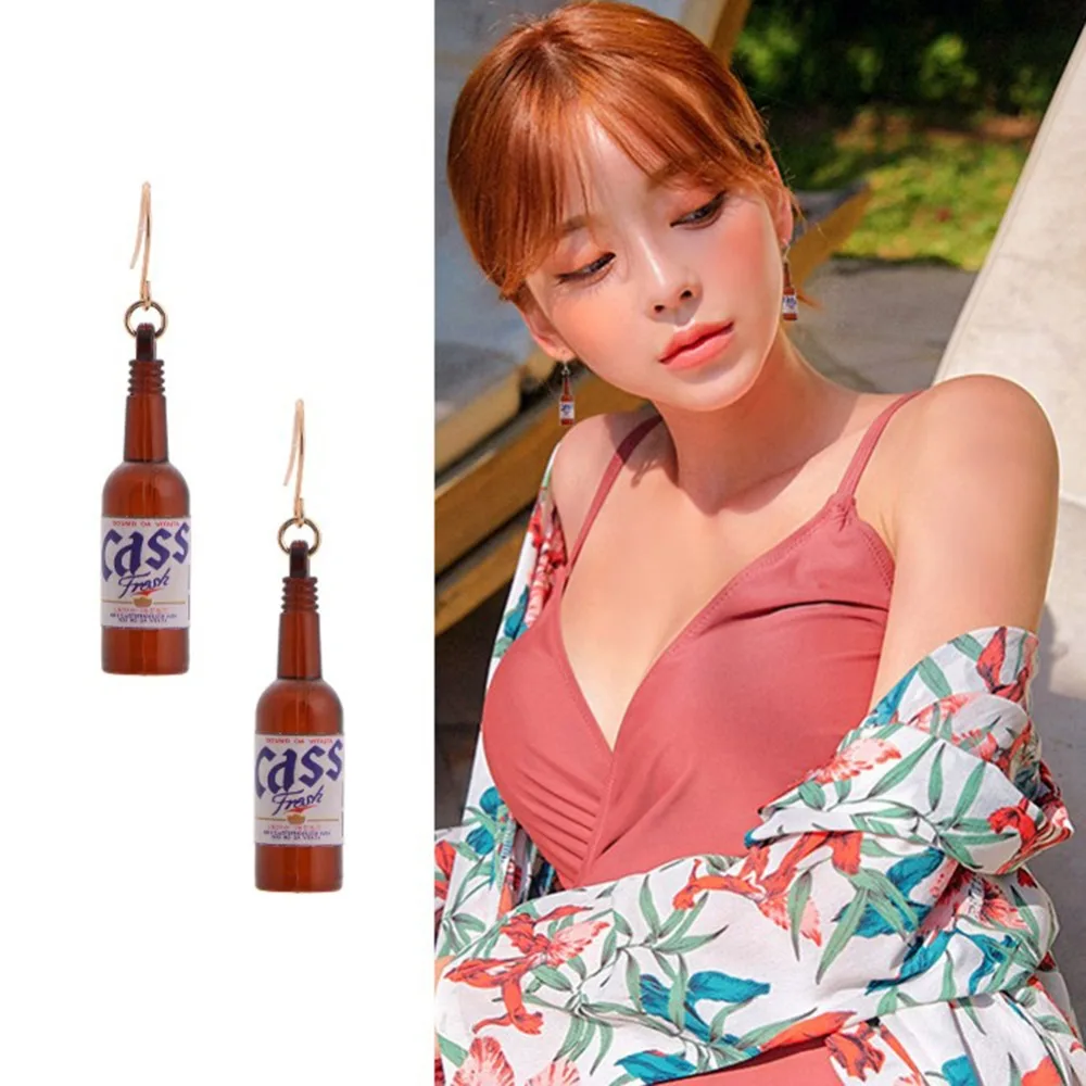 Горячая Распродажа, маленькие серьги-подвески в виде бутылки с минеральной водой для женщин, креативные ювелирные изделия в виде бутылки пива, подарок#271326