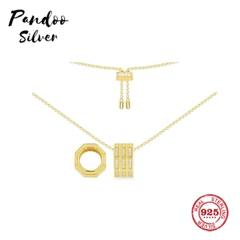 

Fashion Charm Sterling Silver Copy 1:1 Replica,Adjustable Necklace With Octagonal Paved Pendant Monaco Luxury Jewelry Gift