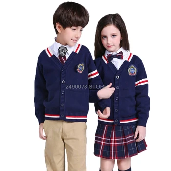 

School Boys Girls Knitwear Sweater Teenager Kids Autumn Winter Cardigan Knitted Sweater Toddler Child Tops Clothes 3-14Years