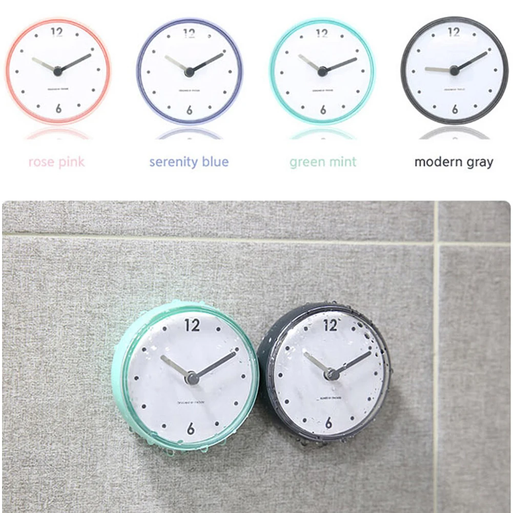 Mini Suction Cup Clock Bathroom Waterproof Sucker Alarm Clock Timer Decor Kitchen Bath Shower Wall Clocks Tiny Toilet Home Decor