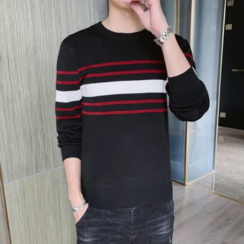 

Autumn Winter New Arrival Men Casual Sweaters Striped Design Long Sleeve Pullovers