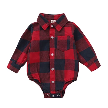 

Puseky Baby Girls And Boys Unisex Clothes Christmas Plaid Rompers Newborn Baby 0-24 Months Fits One Piece Suit New
