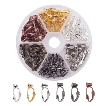 

36 Pcs Brass Clip-on Earring Converter 6 Color Diy Component without Piercings