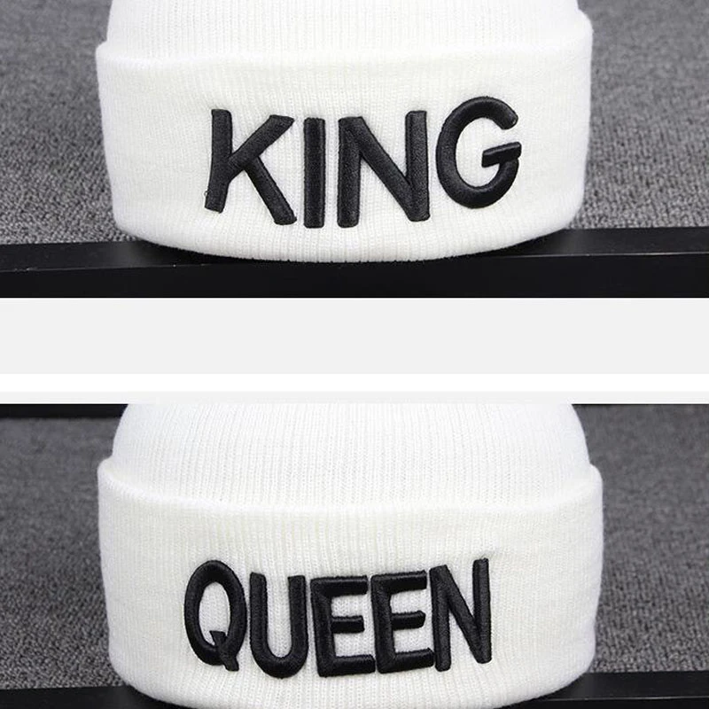 KING& QUEEN шапочки шапка с буквенной вышивкой теплая зимняя шапка трикотажная шапка хип хоп мужская женская уличная танцевальная облегающая шапка