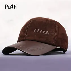 HL022 Новый Для мужчин Натуральная коричневый из матовой кожи Hat/Бейсбол Шапки осень нубук бренд-Дальнобойщик вождения клапаном hat/ шапки