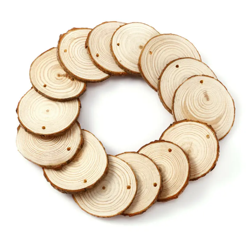 50pcs Wood Slices 5-6cm Wooden Craft Log Slices Set Natural Tree Bark Round Shape DIY Painting Crafts
