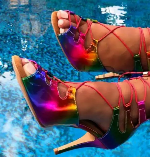 

Sexy Rainbow Salsa Latin Ballroom Salsa Tango Bachata Mambo Dance Shoes Salsa Wedding Dance High Heels