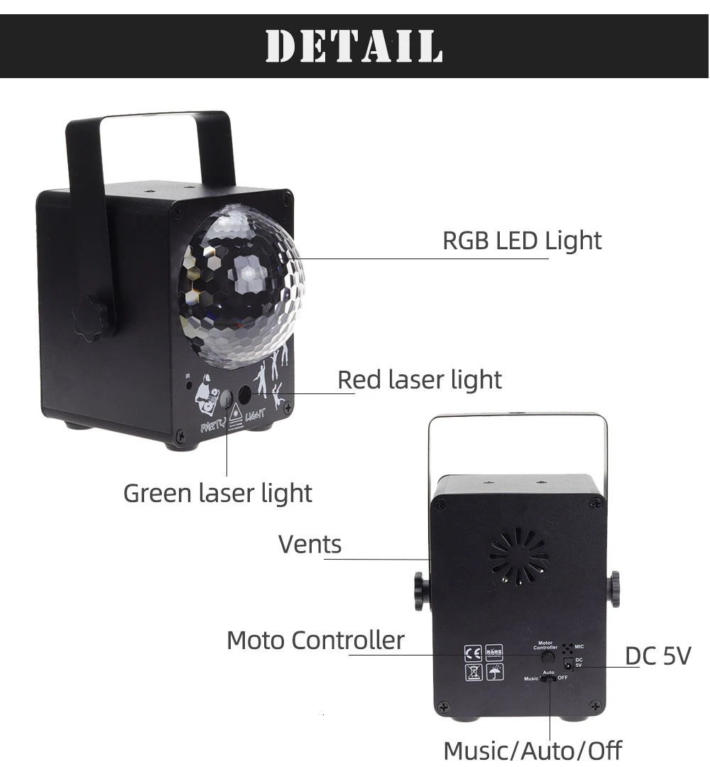 LED Disco Laser Light, Projetor RGB, Luzes