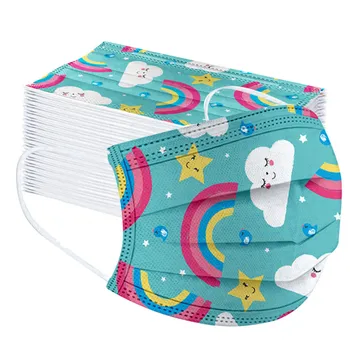

Fast Delivery 10/20/50/100PC Kids Scarf Face Mask Mascarilla 2020 Children Disposable Print Face Mask Industrial 3Ply Ear Loop