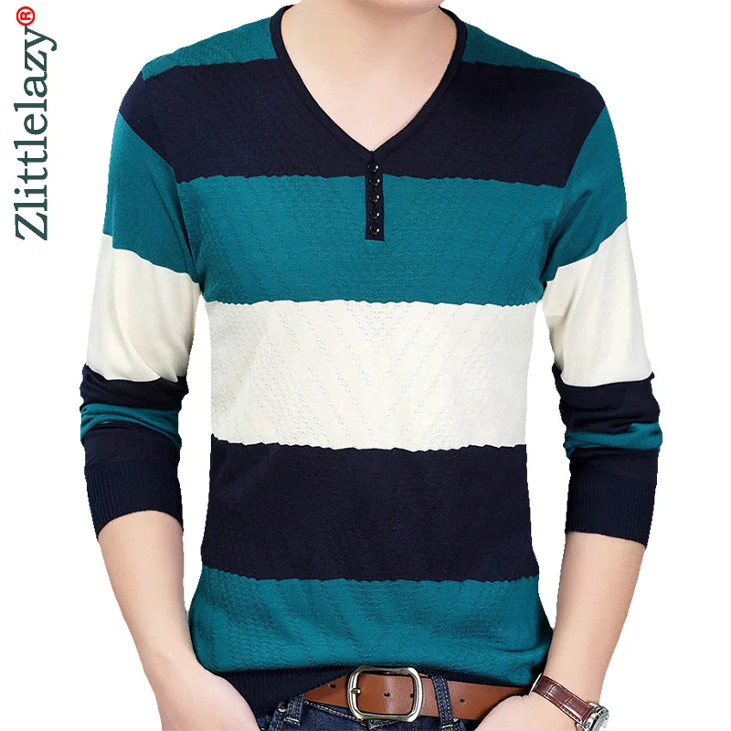 

2019 brand new casual thin striped knitted pull sweater men wear jersey dress luxury pullover mens sweaters male fashions 90301