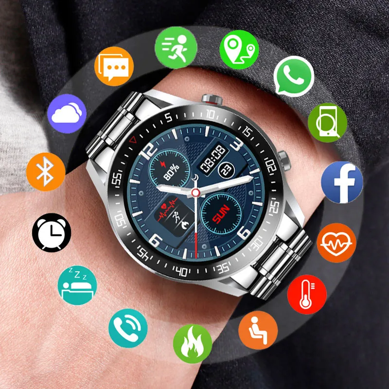 

LIGE Men Smart Watch Full Touch Screen Smart Watch Heart Rate Monitoring Waterproof Sports Fitness Watch Luxury Smart Watch Men