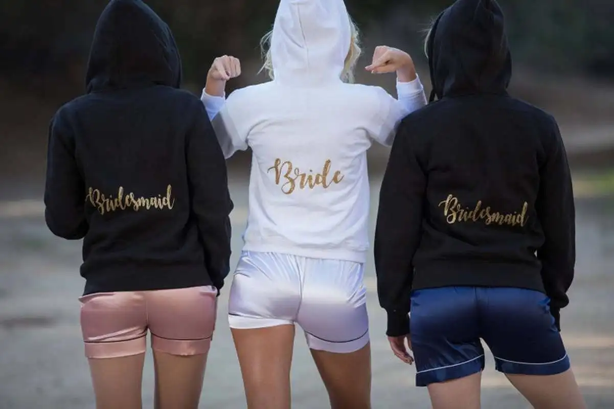 

Bachelorette Party Hooded Sweatshirts Bridesmaid Hoodie Team Brides Wedding Jumper Over Long Sleeve Shirt Dropshipping