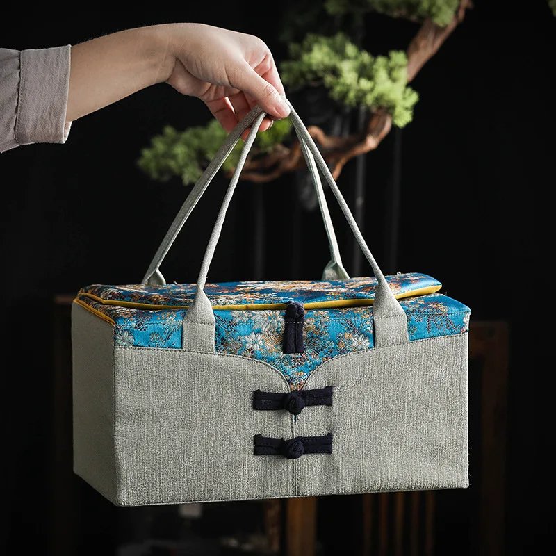Chinese Tang Costume Style Design Tea Cozies Printed Outdoor Travel Shockproof Teaware Storage Bag Portable For 2 Teapots ZB77