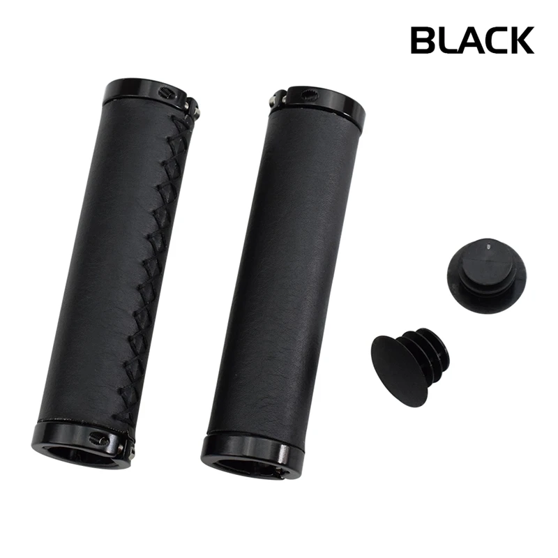 Black Классический тип pu кожа MTB велосипед сцепление ленты цикл запасные части двухсторонние Запираемые руль для горного велосипеда ручки - Цвет: Black