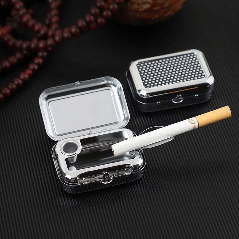 Portable Ashtray Outdoor Travel Street Mini Ashtray Stainless Steel Sealed Ash Tray Pocket