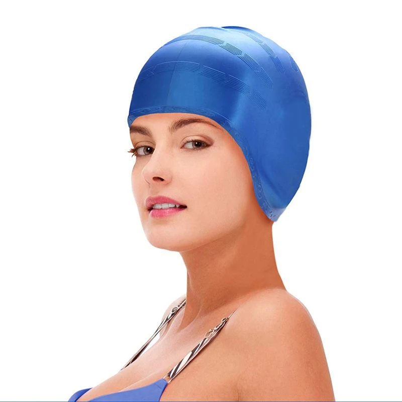 Adults Swimming Caps Men Women Long Hair Waterproof Swim Pool Cap Ear Protect Large Silicone