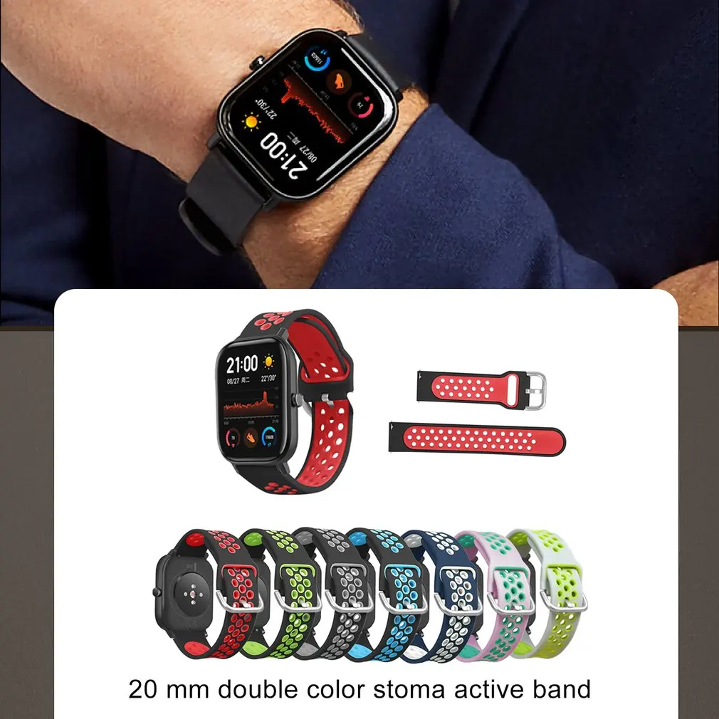 Ремешок для часов Huami Amazfit GTS 20 мм ремешок для часов Силиконовый сменный ремешок на запястье ремешок 2 цвета с отверстиями ремешок для часов