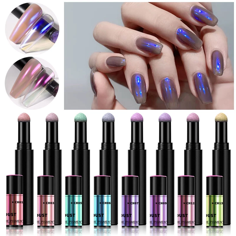 エアクッションマジックペン 8色 ネオンオーロラ 1ピース ネイルアート ミラー効果 ファントム マニキュアツール Nail Glitter Aliexpress