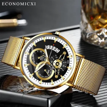 

2020 relogio masculino watches Fashion Simple Stainless Steel With Luminous Small Dial Men's Quartz Watch reloj Business