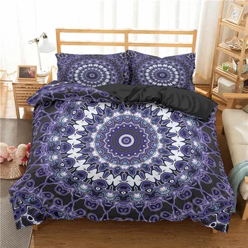 

ZEIMON Mandala Printed Bedding Set 2/3pc Feather Duvet Cover Sets And Pillowcase Bohemian Bed Set Luxury Bed Set