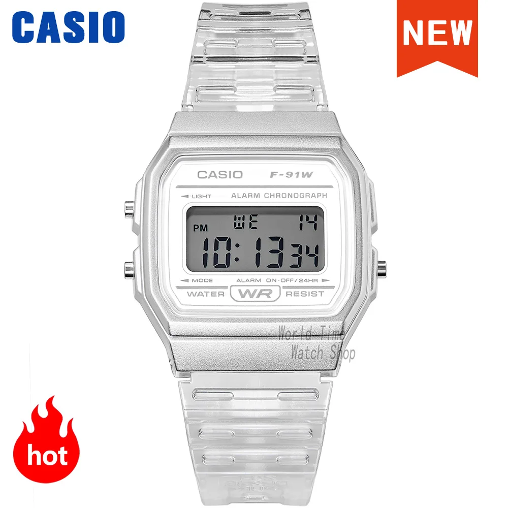 

Casio Men Women Watches Casual Transparent LED Digital Sport Watch Lover's Gift Clock Waterproof Children Kid's Wristwatch F-91W
