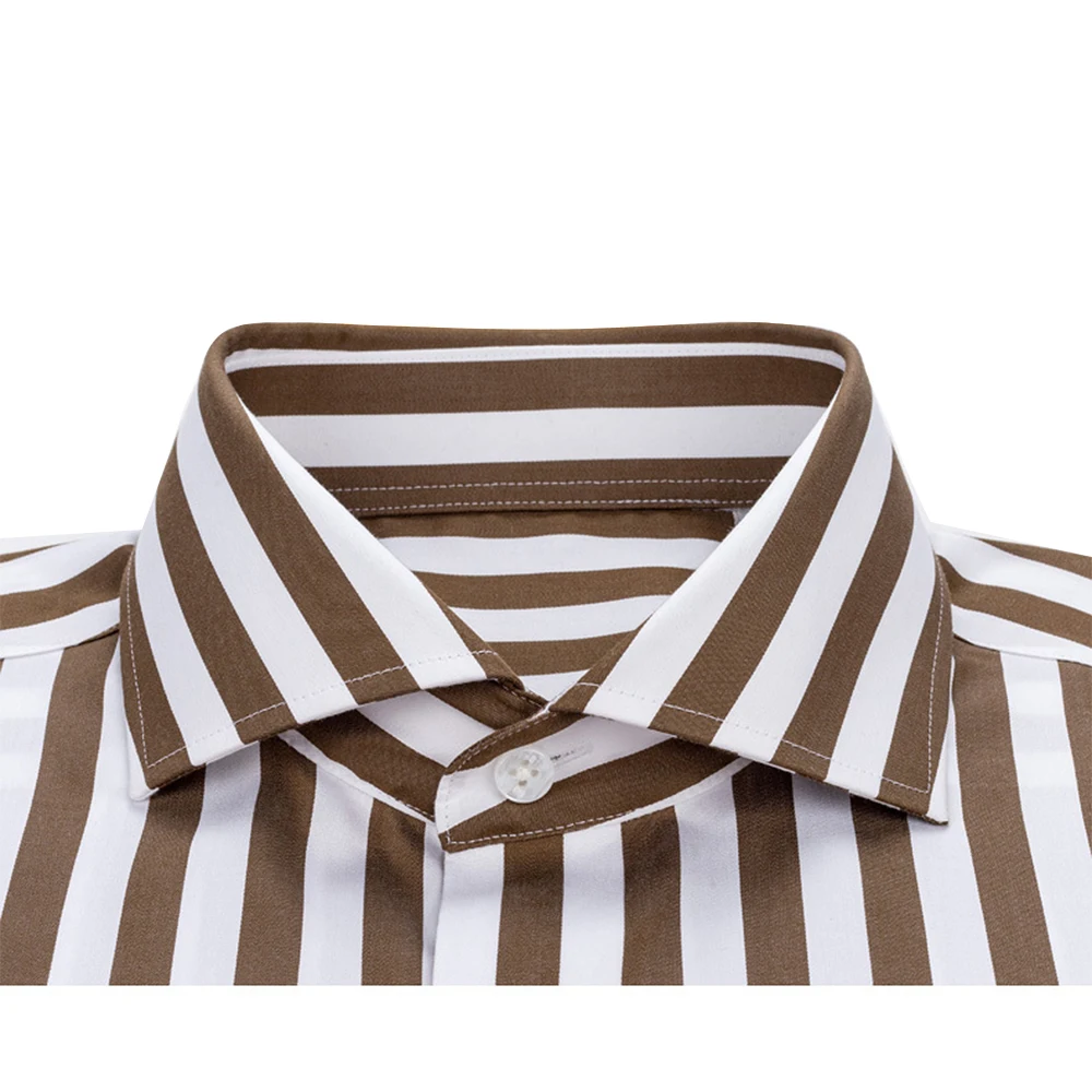 Dark Brown Chalk Stripe Dress Shirts 