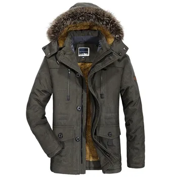 

Mens Winter Jacket Coat Fashion Men Thick Casual Outwear Jackets Men's Fur Collar Windproof Parkas Plus Size Velvet Warm Coat