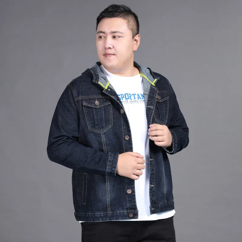 8XL 7XL джинсовая куртка для мужчин, осенняя Модная Джинсовая куртка, мужская приталенная Повседневная куртка с капюшоном, мужская верхняя одежда, куртки и пальто