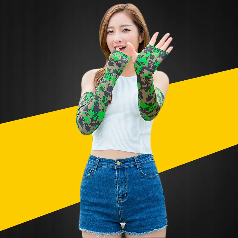 Summer Sports Camouflage Sleeve Men Women Cooling UV Protection Fishing Running Cycling Sleeves Sunscreen Arm Cuff X003