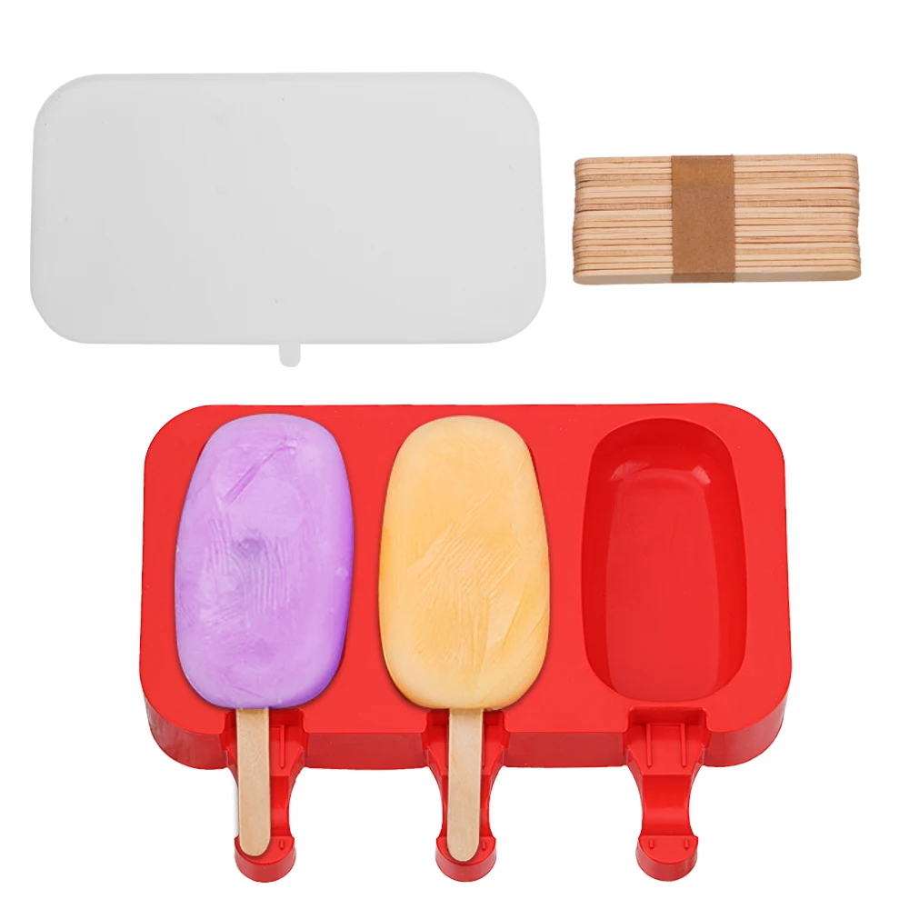 NICEYARD прекрасное Мороженое Желе Popsicle форма для мороженого форма мультфильм лоток для мороженого силиконовая форма с 20 шт. палочки - Цвет: Oval