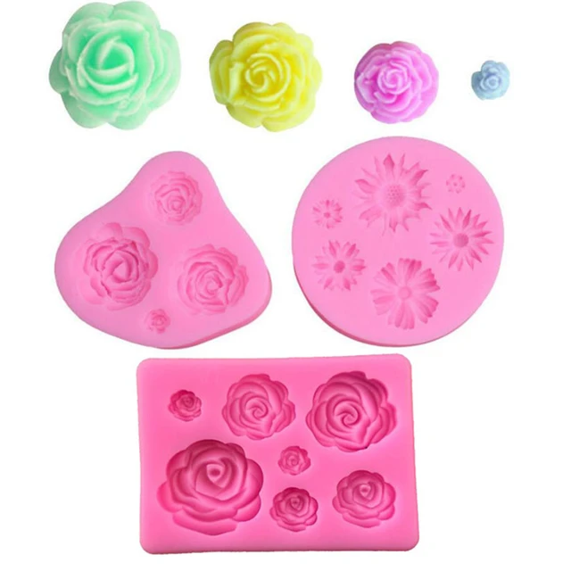 3pcs 3d Rose Flower Silicone Fondant Molds Diy Cake Decorating Tools Candy  Chocolate Gumpaste Mould Candle Soap Resin Moulds - Cake Tools - AliExpress