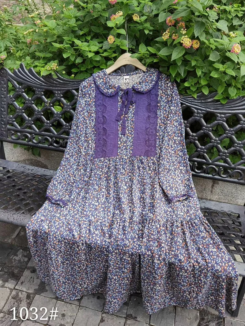 2020 Autumn New Long-Sleeved Dress Mori GIrl Turn-Down Collar Dress H1032