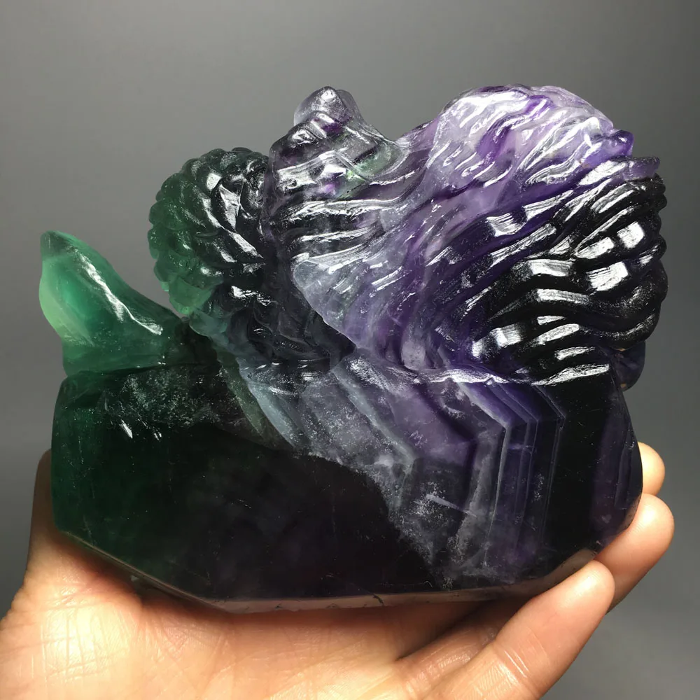 643g Hot selling natural quartz crystal fluorite carving figures for home decoration