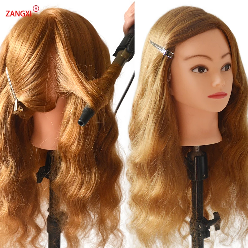 Online Professionale Dei Capelli Umani di 80% Testa di Manichino Per Practise Treccia Acconciatura Cosmetologia Testa di Formazione Con Free Morsetto Parrucca Testa
