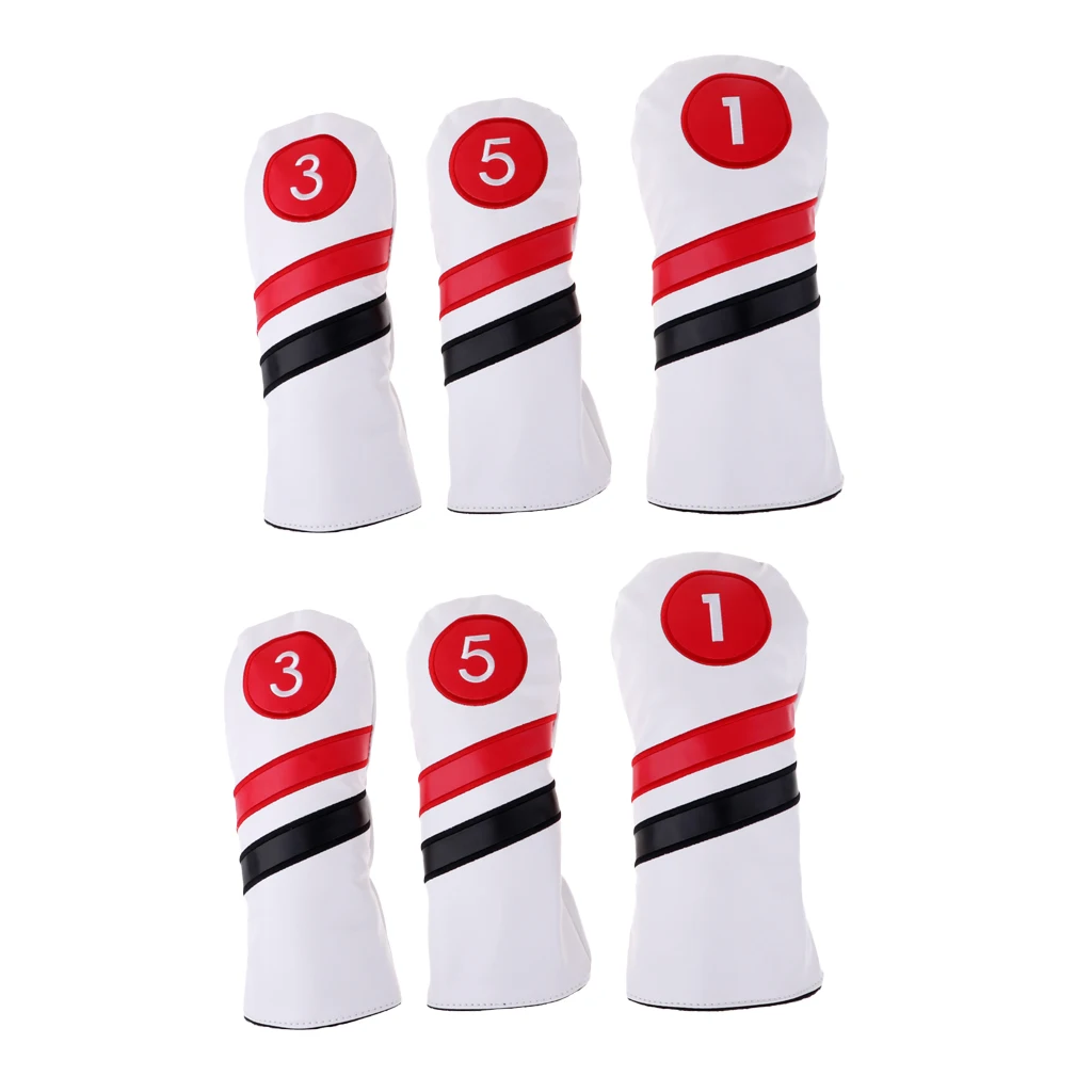 6Pcs Golf Driver Head Cover 1 3 5 Fairway Woods Headcovers Golf Club Protect Cover Golf Accessories Replacement Supplies