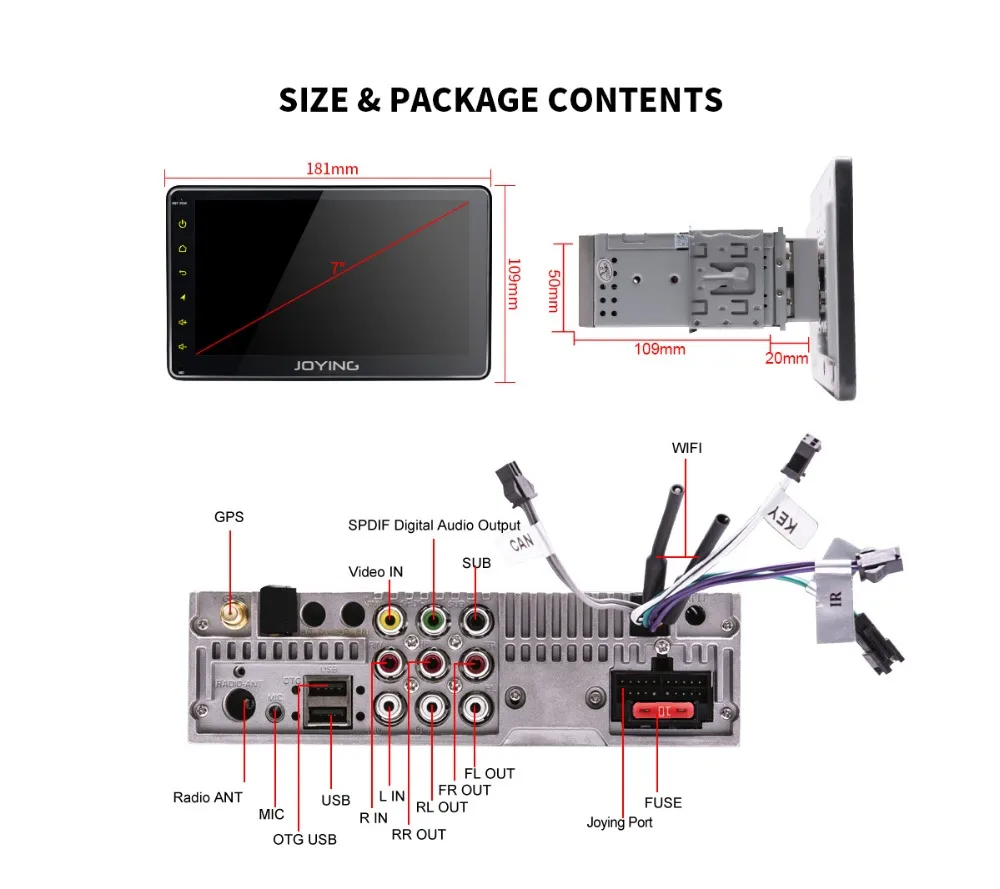 Excellent JOYING Android 8.1Octa Core  7inch car radio player support 4G DSP 2GB&32GB SWC Mirror link GPS Navigation Car Multimedia player 21