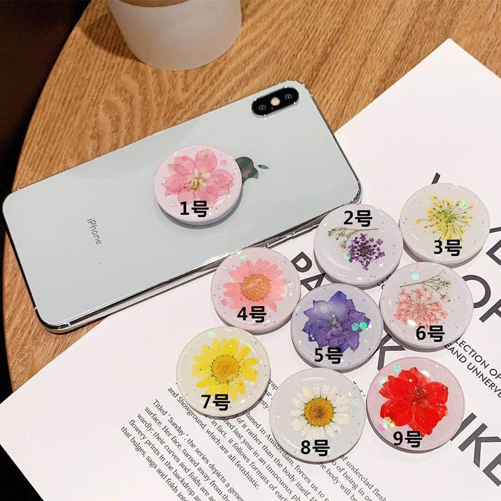 Hot Selling Epoxy Real Flower Handmade Phone Grip Holder Stand for Smart | Мобильные телефоны и аксессуары