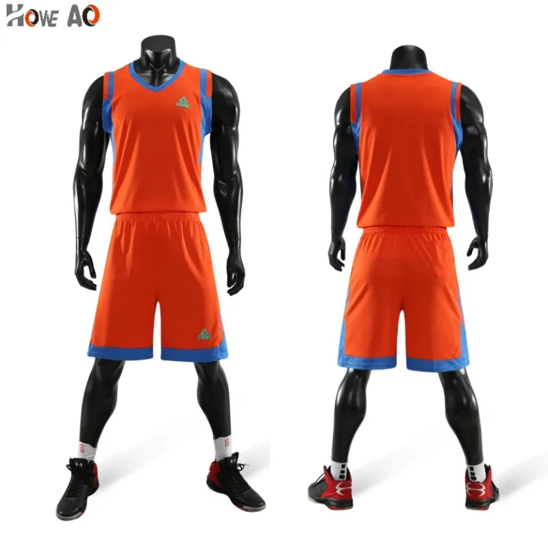 

HOWE AO new men throwback basketball jersey set blank college tracksuits breathable basketball Shirts Shorts uniforms customiz