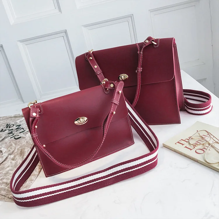 2019 Woman Briefcase Bag Leather Handbags Ladies Vintage PU Shoulder Bag Crossbody Satchels Office Document Bag Wide strap Purse (3)