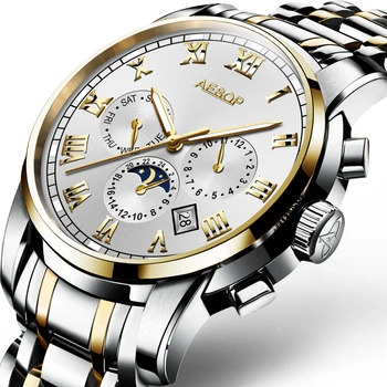 

AESOP men's automatic watch top brand luxury week display sapphire mirror water resistant automatic mechanical watches for man