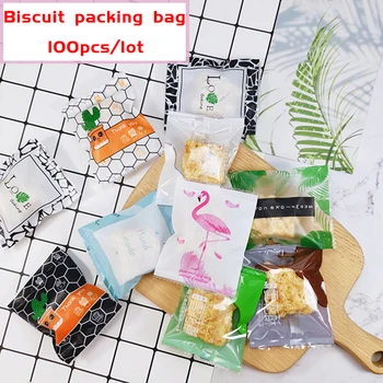 

100pcs/lot Cartoon Frosted Snowflake Crispy Cookie Packaging Bag Household Birthday Wedding Party Retro Soap Biscuit Poly Bag