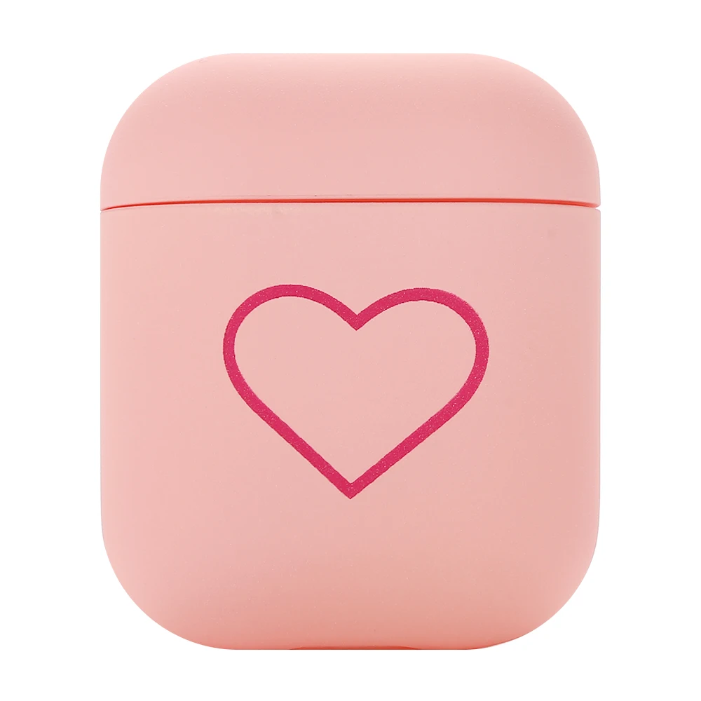 Pink Милые Чехлы для пар с сердечками для Apple AirPods 1 2, чехол для наушников, Жесткий ПК, беспроводные Bluetooth наушники, чехол для Air Pods, зарядная коробка - Цвет: Pink