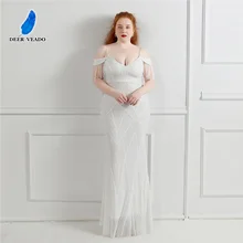 DEERVEADO – robe de soirée blanche grande taille, élégante tenue de soirée de standing, en paillettes, style sirène, luxe, K18581, 2021 