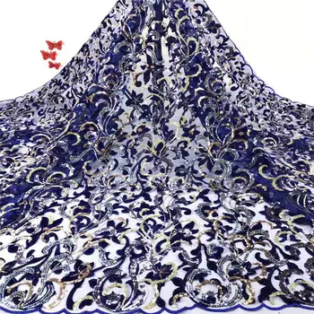 

French sequins Lace Fabric 2020 Latest African Lace Fabric With Embroidery Mesh Tulle Lace Fabric High quality Nigerian