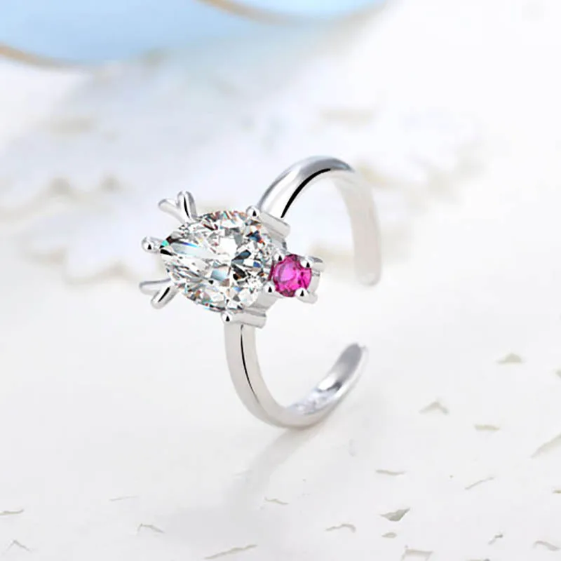 Jellystory 925 серебряные ювелирные кольца с формой капли воды циркон драгоценные камни рога регулируемое Открытое кольцо для женщин Свадебные подарки