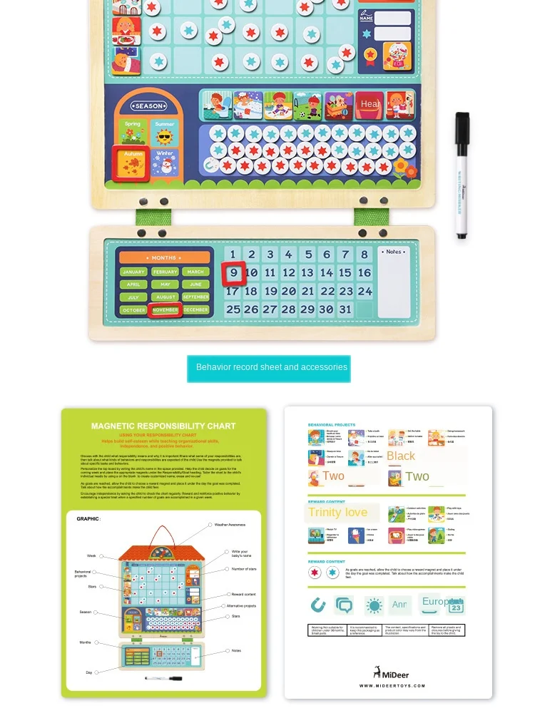 Mideer детская деревянная Магнитная ответственность диаграмма привычки запись головоломки раннего образования расписание игрушка Когнитивная игрушка